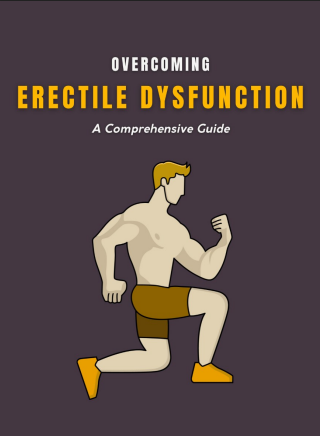 Book cover of 'Overcoming Erectile Dysfunction: A Comprehensive Guide' with a stylized illustration of a man in a running pose.
